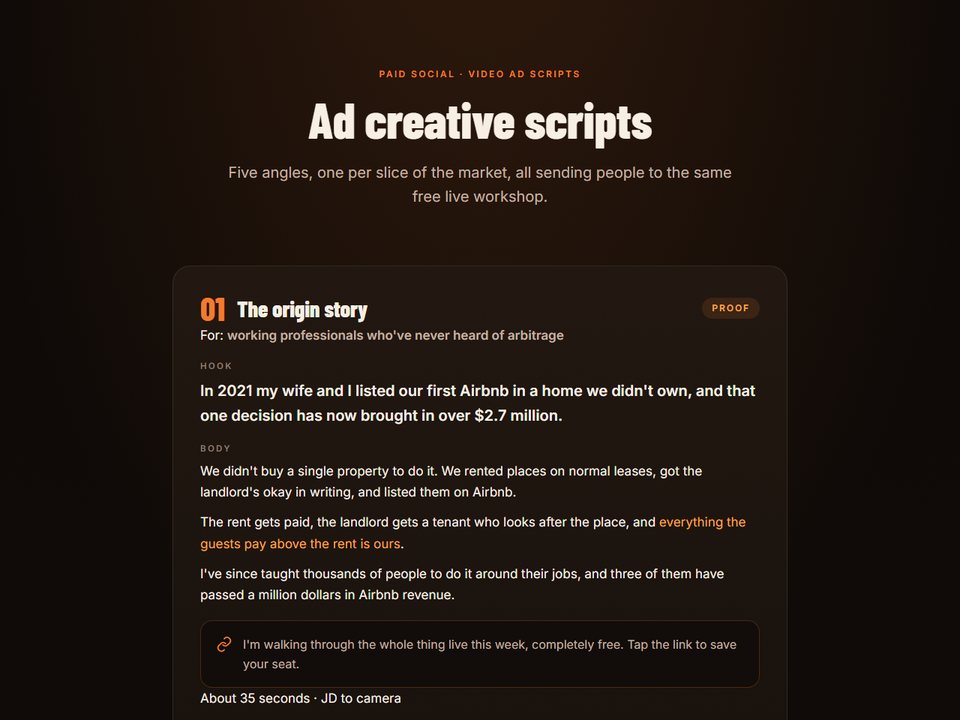 Ad creative scripts preview